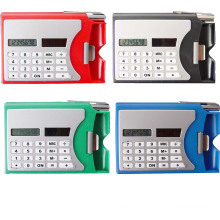 Boîte de nom en plastique multifonctionnelle avec calculatrice solaire de poche à stylo à bille